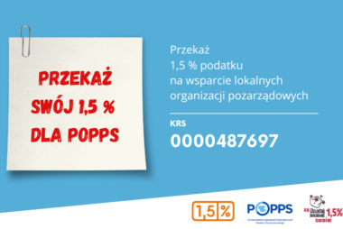 grafika z prośbą o przekazanie półtora procent podatku dla POPPS